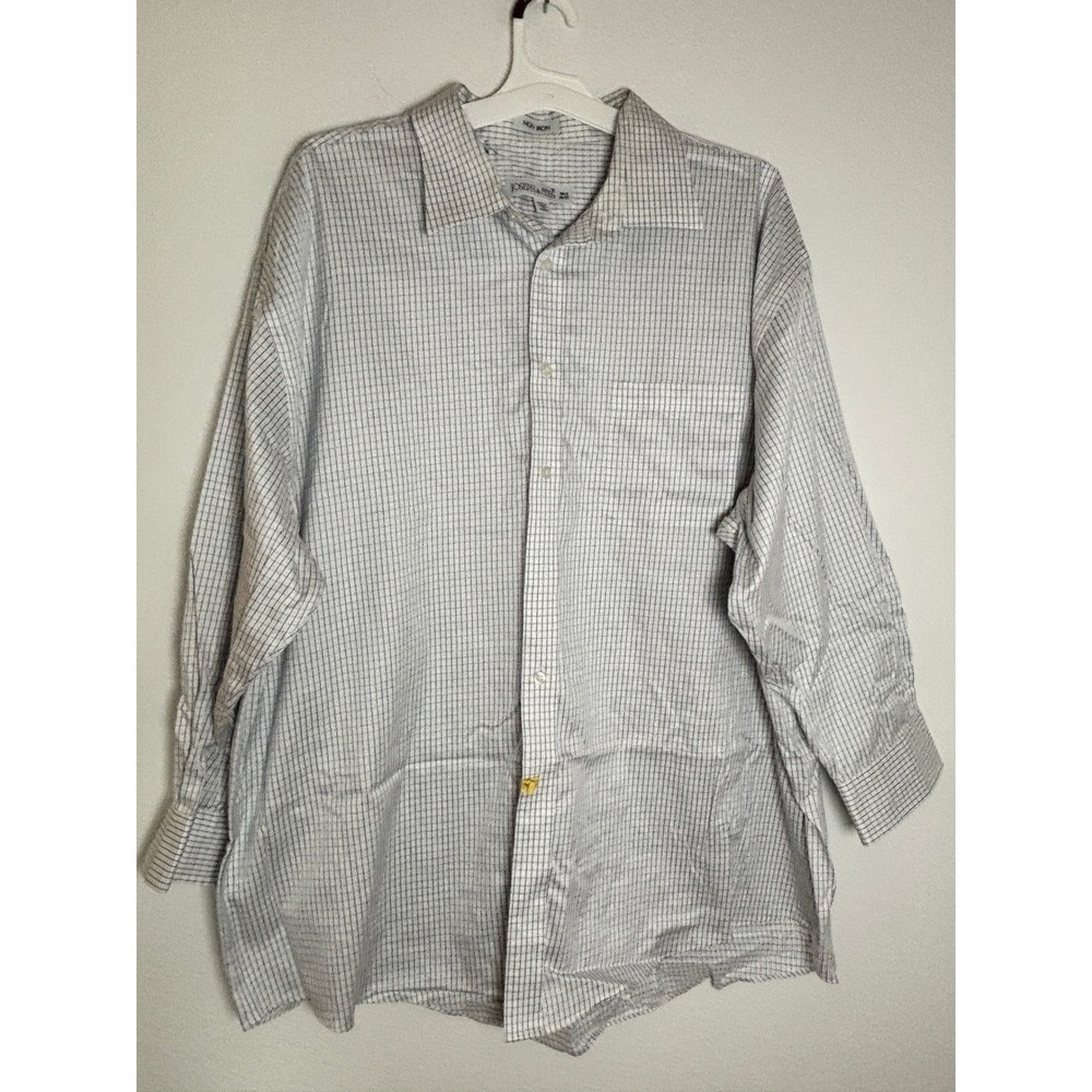 Joseph & Feiss Mens Non Iron Dress Shirt 18.5 34/35 Blue White‎ Micro Check